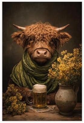 JDBeehpy Green Festival Mural Irish Classic Festival Artwork Decoration Highland Dairy St. Patrick's Day Bar Beer Poster Painting (Unframed, Canvas Only) Canvas Wall Decoration 16x24inch(40x60cm)