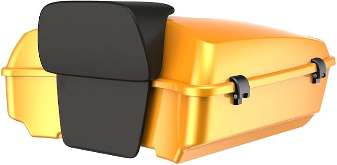 Advanblack Road Glide Tour Trunk Pack Chrome Yellow Pearl Chopped Tour Trunk Pack Backrest Pad for '97-'25 Harley Touring Road King Street Glide Electra Glide CVO models
