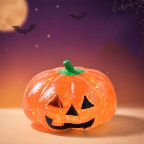 Halloween Decor Squeeze Fidget Toys Ghost Pumpkin Stress Halloween Squishy Toys Pumpkin Skeleton Shape Stress Relief(Orange)