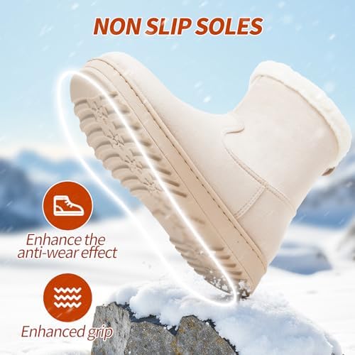 Women's Snow Winter Boots Fuzzy Ankle Booties WithZipper