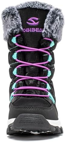 HOBIBEAR Kids Winter Snow Boots Waterproof Outdoor Warm Faux Fur Lined Shoes