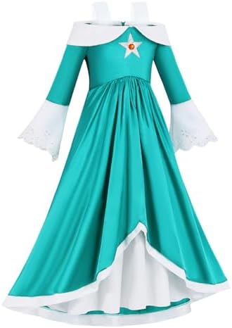 Girls Galaxy Princess Costume Kids Teal Maxi Dress with Accessories Set