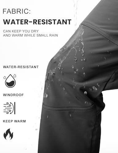 TBMPOY Men's Snow Ski Hiking Pants Waterproof Winter Fleece Lined Pants Camping Skiing Ice Fishing Pants with Belt