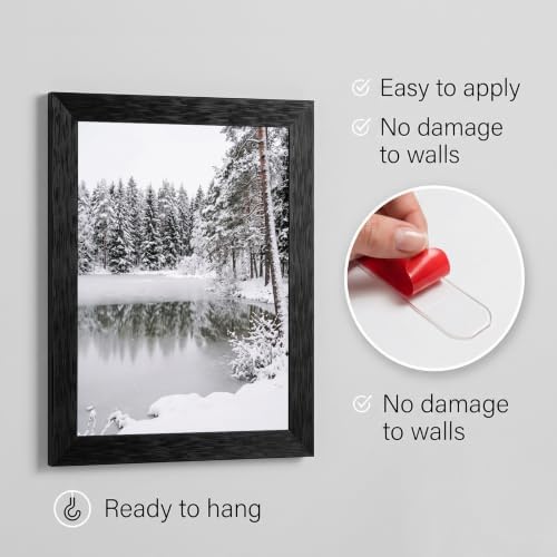 Framed Frozen Pond Canvas Wall Art, Winter Pines, Black Frame Inch 8x10