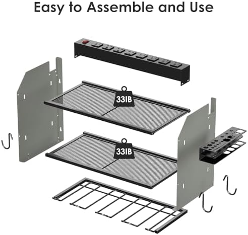 CCCEI Wall Mount Modular Tool Charging Organizer, Grey, 2 Pack, 3 Tier.