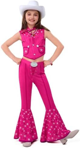 Spooktacular Creations Girls Western Outfit, Pink Cowgirl Costume, Disco Movie Dress Up for Halloween Cosplay Party