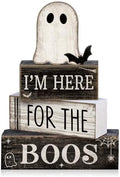 Lineshading 4 Pcs Halloween Table Decoration Ghost Wooden Tiered Tray Decor