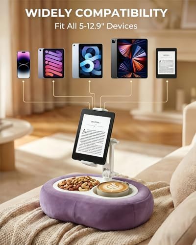Miledi Tablet Pillow Stand for Bed with 360° Rotating Holder, Purple