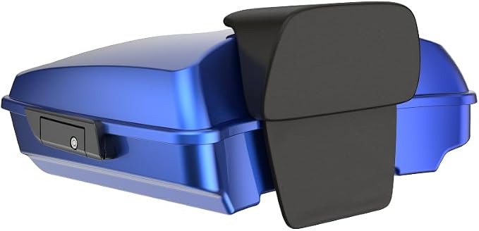 Advanblack Road Glide Tour Trunk Pack Aurora Blue Denim Razor Tour Trunk Pack Backrest Pad for '97-'26 Harley Touring Road King Street Glide Electra Glide CVO models