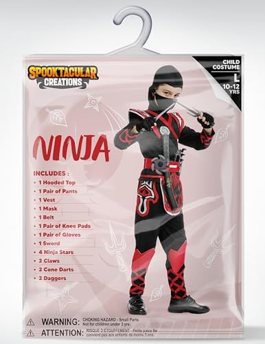 Spooktacular Creations Kids Ninja Costume, Child Boy Ninja Outfit Set, Halloween Costume for Toddler Themed Dress Up Party
