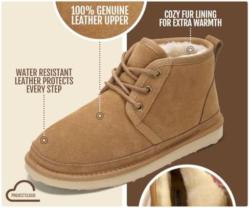 Project Cloud 100% Genuine Leather Ankle Boots for Women Chukka Booties
