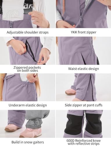 GSOU SNOW Kids Snow Bibs Girls Boys Snow Pants Ski Bibs Overalls(3-16Years)