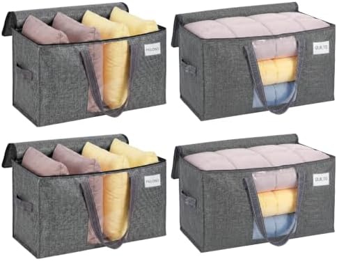 VENO Moving Bags, Wide Open Top, Clear Window, Gray, 4 Pack
