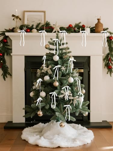 SIMISI RIBBON 24Pcs Christmas Velvet Ribbon Bows Decorations for Tree