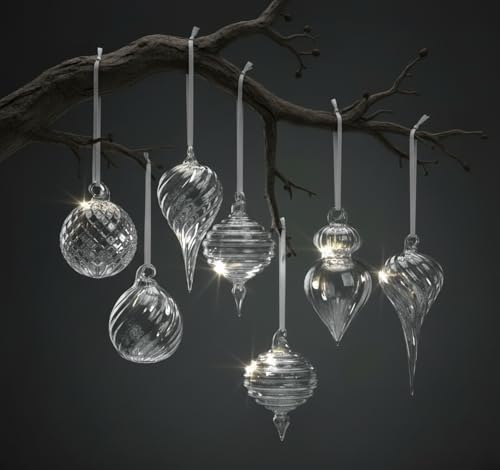 Hungdao 14pcs Vintage Christmas Ornaments Retro Glass Balls, Clear