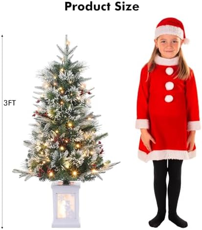 3ft Pre-Lit Artificial Mini Christmas Tree Set of 2, 78 LED Lights