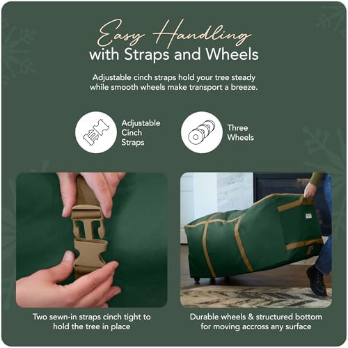 Covermates Christmas Tree Rolling Cinch Bag, Fits 9-11 ft Trees, Green
