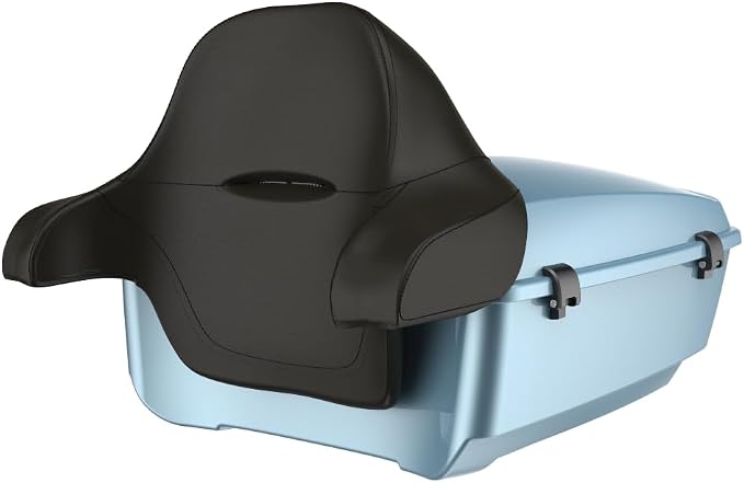 Advanblack Road Glide Tour Trunk Pack Sharkskin Blue King Tour Trunk Pack Luggage +Wrap-Around Backrest Pad for '97-'25 Harley Touring Road King Street Glide Electra Glide CVO models