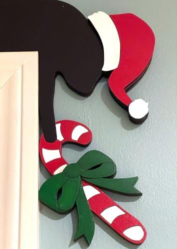 Christmas Door Topper Holiday Home Decor Funny Snowman Santa Claus Top Door Frame Corner Sign Decorations, Windows Walls DIY Craft for Christmas Party Ornament (Cat)