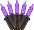 YULETIME 200 Purple LED Christmas Lights, 66 Feet Brown Wire UL Certified Commercial Grade Holiday String Light Set