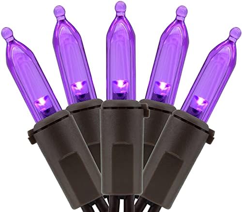 YULETIME 200 Purple LED Christmas Lights, 66 Feet Brown Wire UL Certified Commercial Grade Holiday String Light Set