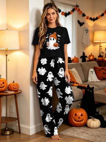 Skull Sets for Women Halloween Bloody Shirts Dancing Skeleton 2 Pc Set