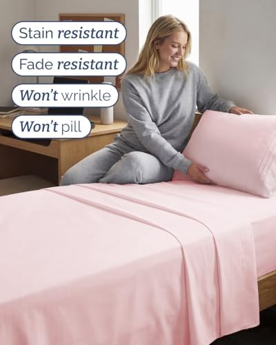 Twin XL Size 3 Piece Sheet Set - Comfy Breathable & Cooling - Lavender Pink
