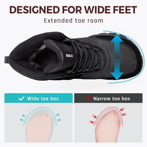 Winter Boots for Men, Fleece Lined Snow Hiking Boots, Wide Toe Box