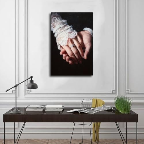 JDBeehpy Happiness Hold Hands Ring Canvas Wall Art Prints Framed 16x24inch