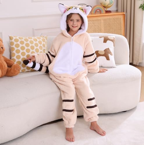 Animal Onesie Pajamas for Kids, Soft Flannel Halloween Cosplay Costume for Boys Girls