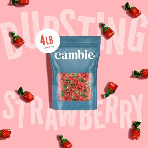 Strawberry Hard Candy Individually Wrapped by Cambie - 4 lbs of Hard Candy