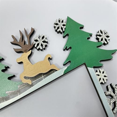 Christmas Door Topper Holiday Home Decor Funny Snowman Santa Claus Top Door Frame Corner Sign Decorations, Windows Walls DIY Craft for Christmas Party Ornament (Reindee)