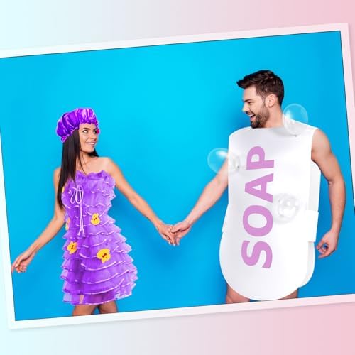 Suhine 23 Pcs Loofah and Soap Costume Set Adults Halloween Couples