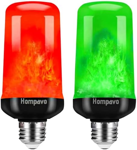 Hompavo Upgraded Flame Light Bulbs for Halloween Decorations, 4 Modes E26