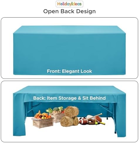 HolidayIdeas 4-Pack 6ft Open Back Fitted Tablecloths for Craft Shows Teal