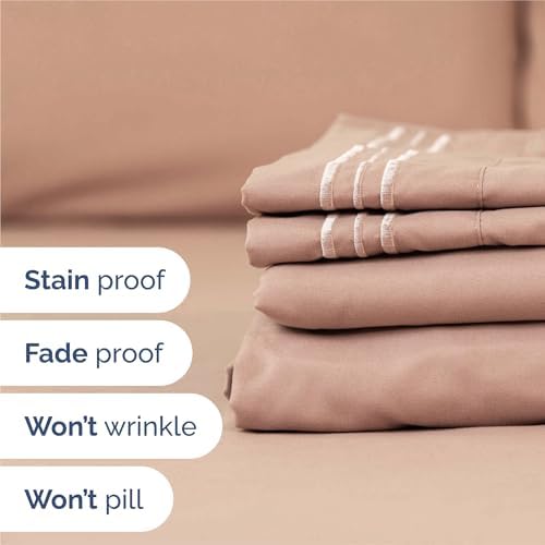 King Size 4 Piece Sheet Set - Comfy Breathable & Cooling Sheets - Mauve