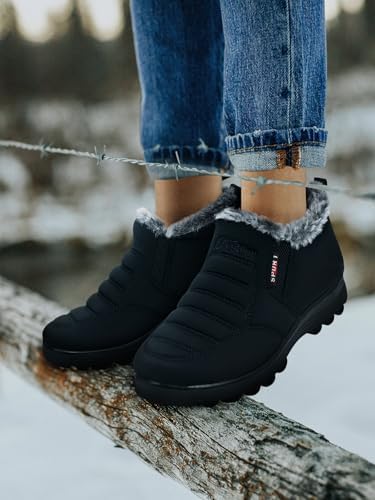 SHIBEVER Snow Boots For Women Warm: Winter Comfortable Non Slip Ankle Boot