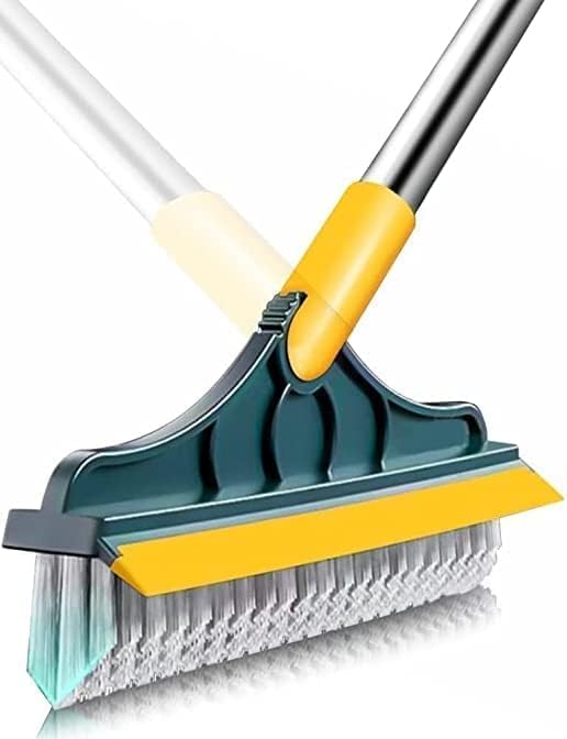 Bathroom Cleaning Brush with Wiper,Tiles Cleaning Brush Bathroom Brush with Long Handle Tile Cleaner Brush Bathroom Floor Cleaning Brush Floor Cleaner Brush Floor Scrub Brush (2 in 1 Brush)