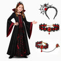 Doloowee Girls Vampire Costume 4-Piece Halloween Dress Up Outfit Ages 3-12