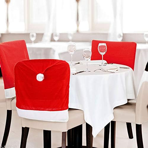 CCINEE 1 Set of 2 PCS Red Hat Dining Chair Slipcovers，Christmas Chair Back Covers Kitchen Chair Covers for Christmas Holiday Festival Decoration