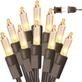 BrizLabs White Incandescent Mini Christmas Tree Lights 100 Count Brown Wire