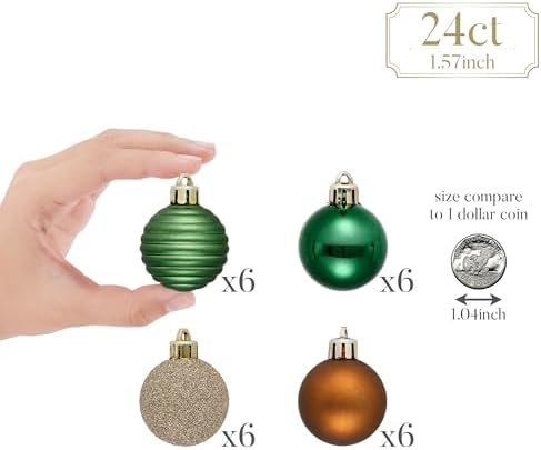 Valery Madelyn Small Christmas Tree Decorations Ball Ornaments 24ct 1.57"