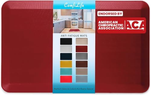 ComfiLife Anti Fatigue Floor Mat – 3/4 Inch Thick Kitchen Mats for Floor, Standing Desk Mat, Kitchen Rug – Comfort at Home, Office – Durable – Stain Resistant – Non-Slip Bottom (24" x 70", Red)
