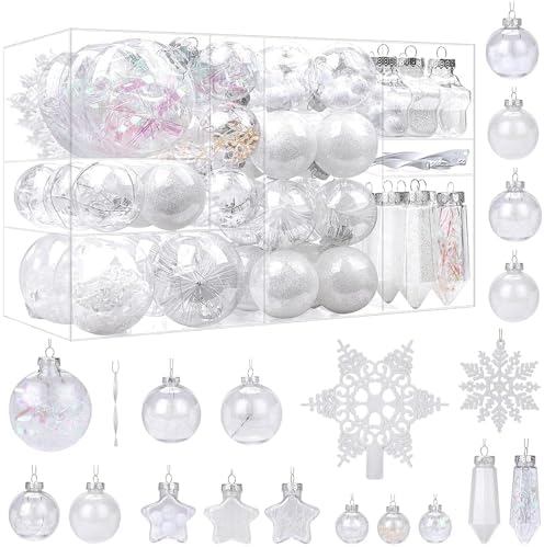 SHareconn 100PCS Christmas Tree Ornaments Clear Set, White