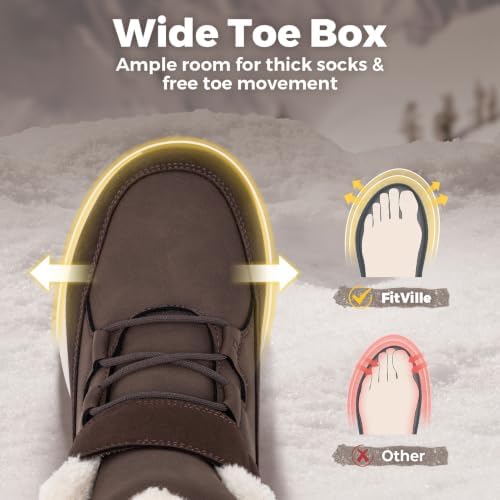 FitVille Womens Wide Snow Boots Fur Lined Boots for Women Winter Warm Boots Wide Width Womens Outdoor Snow Booties