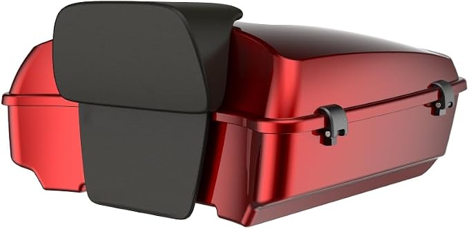 Advanblack Road Glide Tour Trunk Pack Heirloom Red Fade Chopped Tour Trunk Pack Backrest Pad for '97-'25 Harley Touring Road King Street Glide Electra Glide CVO models