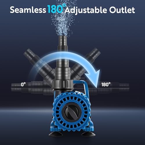 TONGCHANT 150W Pond Pump, Adjustable Flow 800-2700 GPH & 18FT Lift