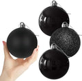 Black 4.0" Large Christmas Balls - Christmas Tree Decoration Ornaments Shatterproof Hanging Balls for Birthday Halloween Holiday Wedding Decorations Set of 4pcs