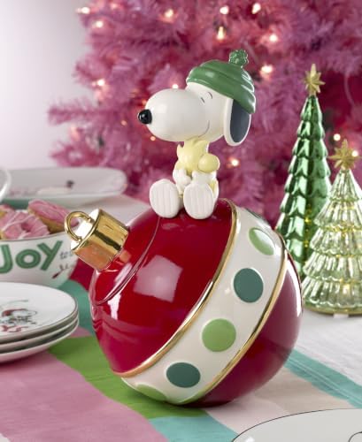 Lenox Snoopy Christmas Cookie Jar, Christmas, Kitchen, Festive Holiday Decor