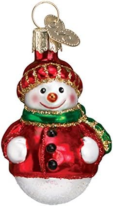 Old World Christmas Mini Snowman Set Glass Blown Ornament for Christmas Tree, Handcrafted Holiday Decoration, Set Collection